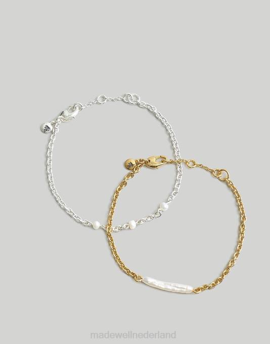juwelen bleek goud ZVH6837 Madewell Set van twee gegoten parelarmbanden vrouwen
