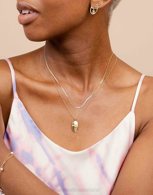 accessoires goud ZVH61485 Madewell katie dean sieraden kunstenaar gezicht ketting vrouwen