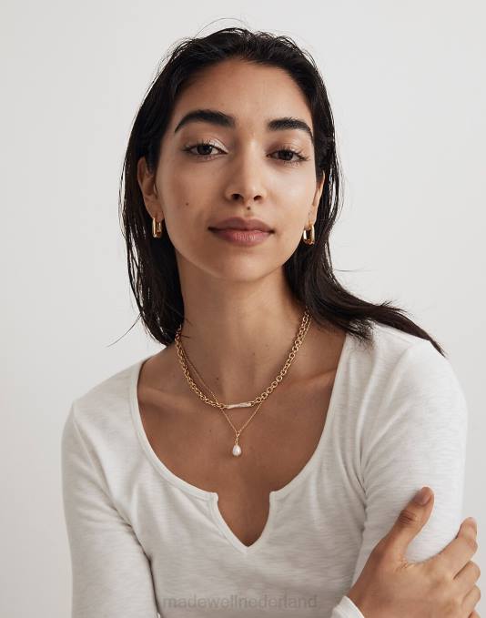 juwelen bleek goud ZVH6947 Madewell Set van twee gegoten parelkettingen vrouwen