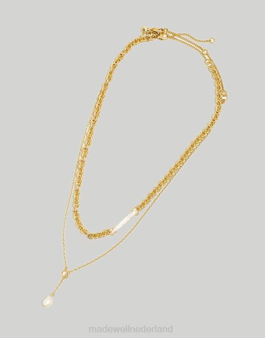 juwelen bleek goud ZVH6947 Madewell Set van twee gegoten parelkettingen vrouwen