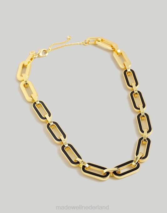 juwelen echt zwart ZVH6940 Madewell colorblock emaille dikke ketting vrouwen