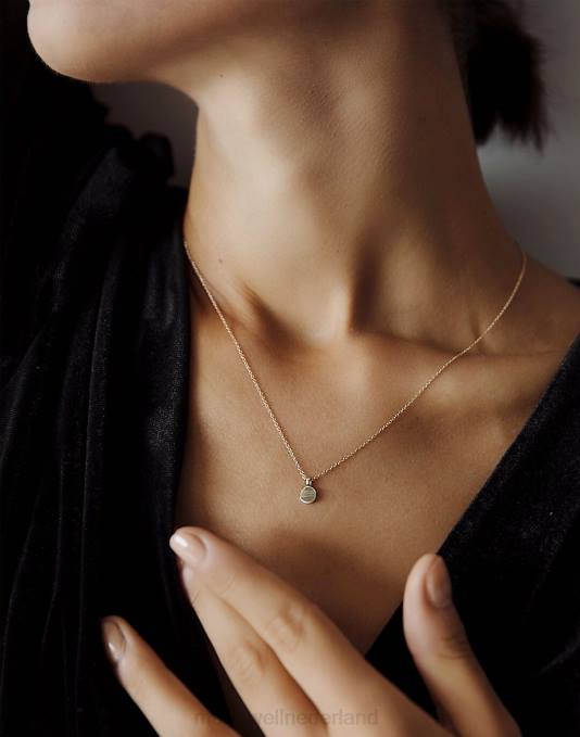 juwelen goud ZVH61755 Madewell Kinn ronde ketting met initiële schijf (16'' ketting) vrouwen