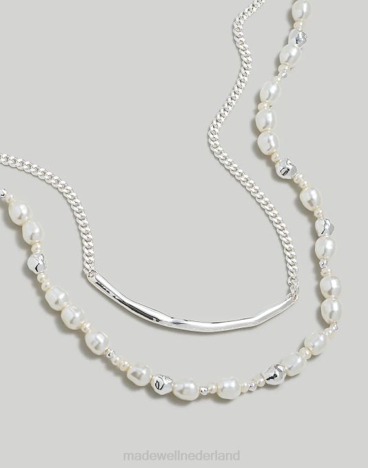 juwelen licht zilveren os ZVH6934 Madewell Set van twee kettingen met zoetwaterparels vrouwen