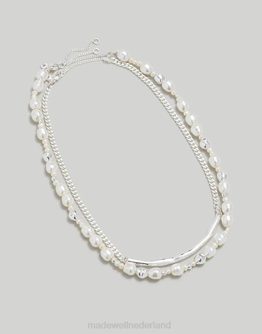 juwelen licht zilveren os ZVH6934 Madewell Set van twee kettingen met zoetwaterparels vrouwen