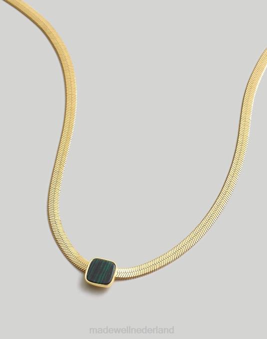 juwelen vintage goud ZVH6962 Madewell stone collectie tijgeroog visgraat ketting vrouwen