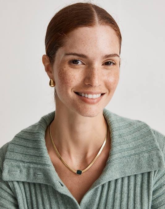 juwelen vintage goud ZVH6962 Madewell stone collectie tijgeroog visgraat ketting vrouwen