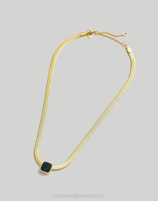 juwelen vintage goud ZVH6962 Madewell stone collectie tijgeroog visgraat ketting vrouwen