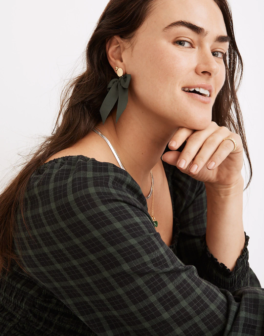 juwelen bijna zwart ZVH6909 Madewell statement oorbellen met satijnen strik vrouwen