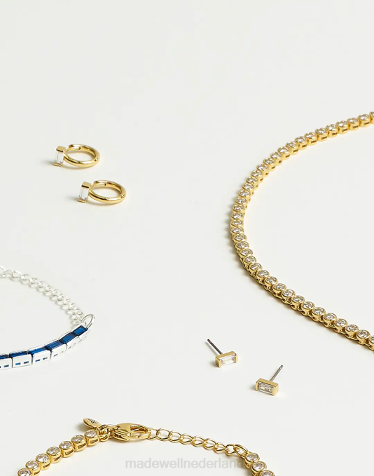 juwelen bleek goud ZVH6880 Madewell de tenniscollectie baguette kristallen oorknopjes vrouwen