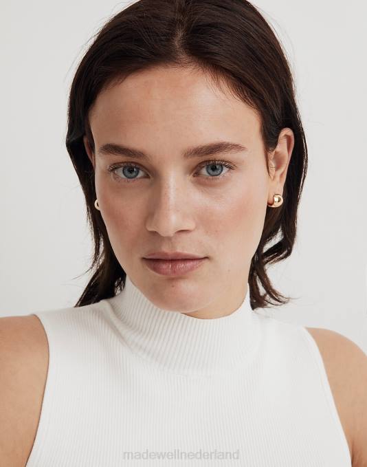 juwelen bleek goud ZVH6893 Madewell Huggie-hoepeloorbellen met manchetten vrouwen