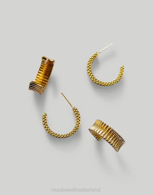 juwelen goud ZVH61450 Madewell Abcrete & Co. dikke gestreepte oorringen vrouwen