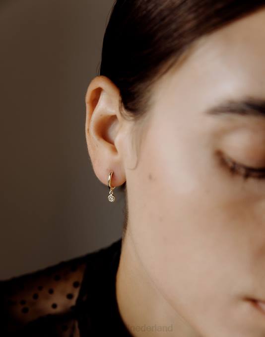 juwelen goud ZVH61774 Madewell Kinn Kara ronde diamanten Huggie-oorringen vrouwen