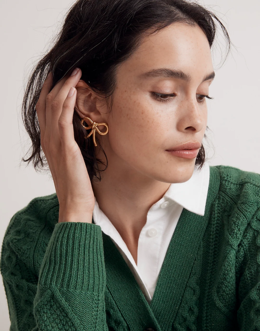 juwelen vintage goud ZVH6842 Madewell statement oorbellen met strik vrouwen