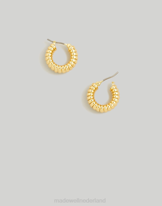 juwelen vintage goud ZVH6867 Madewell geribbelde Huggie-hoepeloorbellen vrouwen