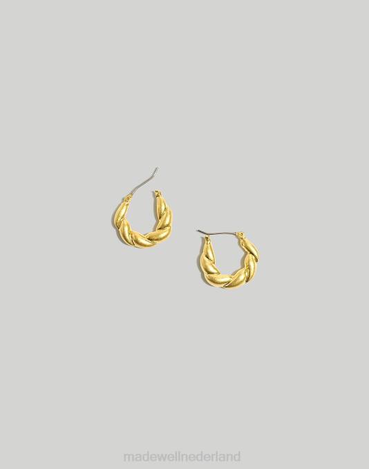 juwelen vintage goud ZVH6921 Madewell gedraaide gezwollen knuffel-hoepeloorbellen vrouwen