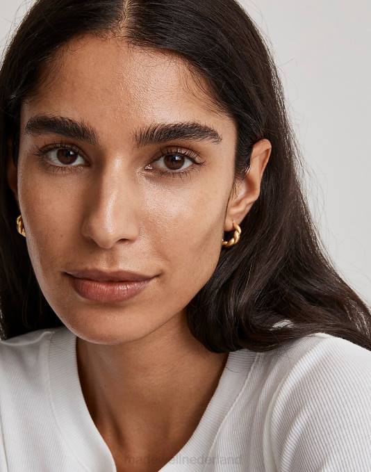 juwelen vintage goud ZVH6921 Madewell gedraaide gezwollen knuffel-hoepeloorbellen vrouwen