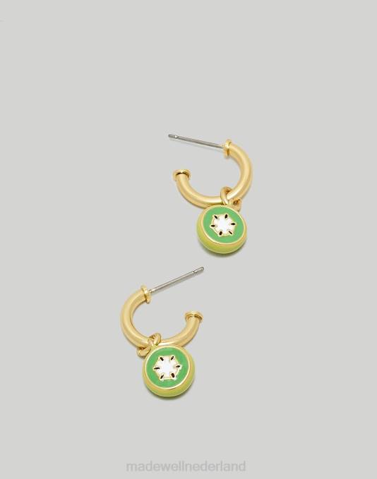juwelen zaailing ZVH6884 Madewell emaille Kiwi Huggie hoepel oorbellen vrouwen