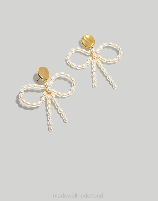 juwelen zoetwaterparel ZVH6931 Madewell Parel strik statement oorbellen vrouwen
