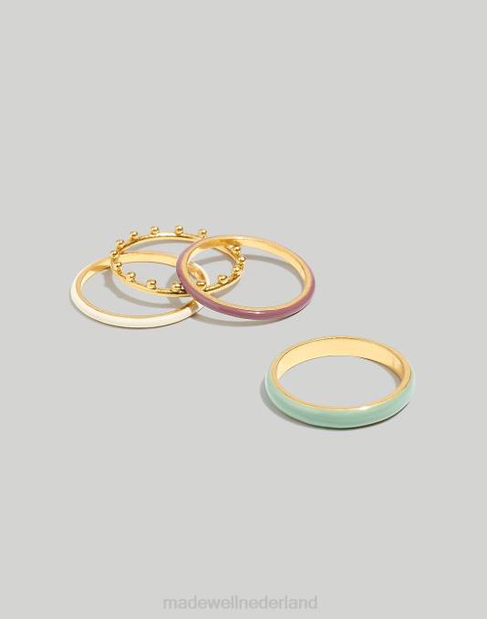 juwelen ijskoude munt ZVH6994 Madewell emaille stapelringenset vrouwen