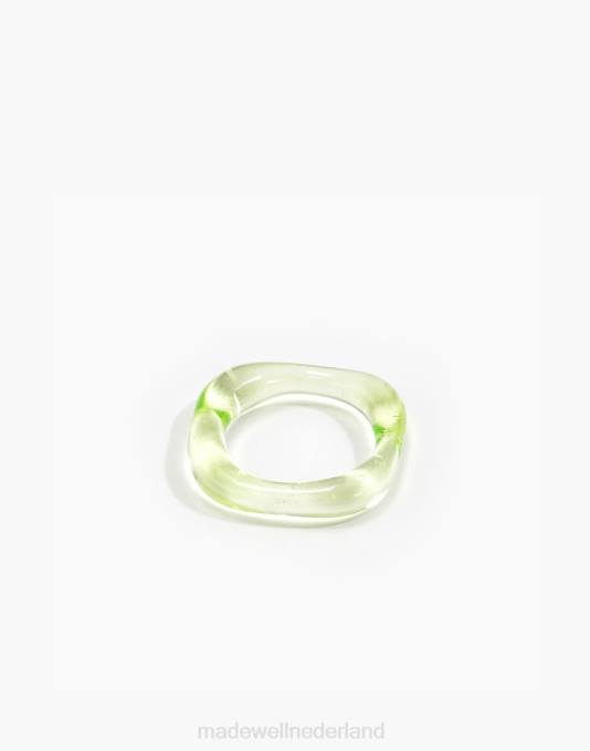 juwelen licht groen ZVH61473 Madewell Jane d'arensbourg limoen organische band glazen ring vrouwen