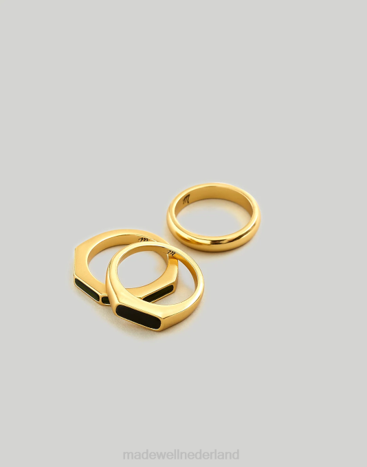 juwelen vintage goud ZVH6976 Madewell geometrische malachiet stapelringset vrouwen