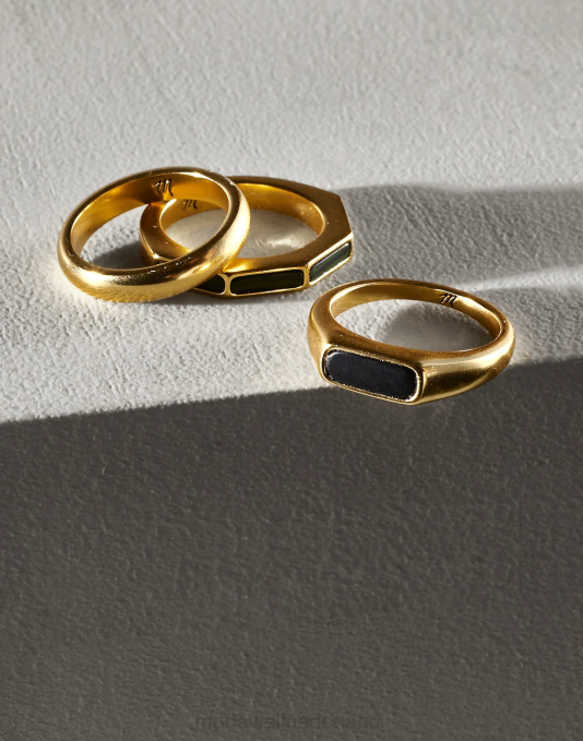 juwelen vintage goud ZVH6976 Madewell geometrische malachiet stapelringset vrouwen