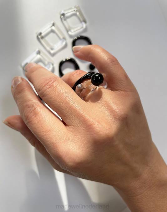 juwelen zwart ZVH61480 Madewell Jane d'arensbourg stip en helderglazen ring vrouwen