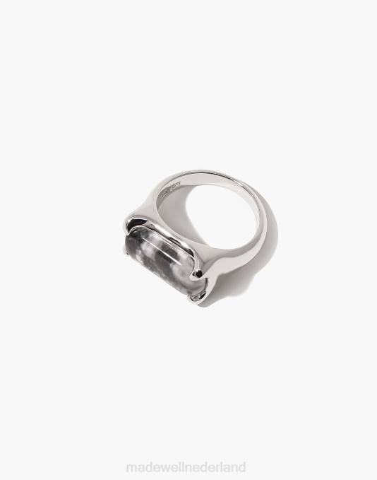 juwelen zwart multi ZVH61814 Madewell cled prisma ring marmer vrouwen