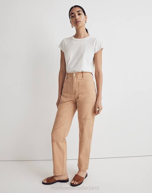 kleding aarden goud ZVH62521 Madewell de perfecte vintage rechte jeansstreep: editie met opgestikte zak vrouwen