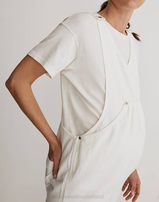 kleding tegel wit ZVH62518 Madewell zwangerschapsoveralls met kangoeroezakken vrouwen