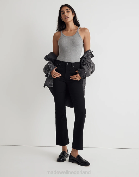 kleding zwarte spoelwas ZVH61053 Madewell kick-out crop jeans vrouwen