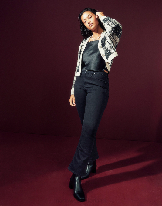 kleding zwarte spoelwas ZVH61053 Madewell kick-out crop jeans vrouwen