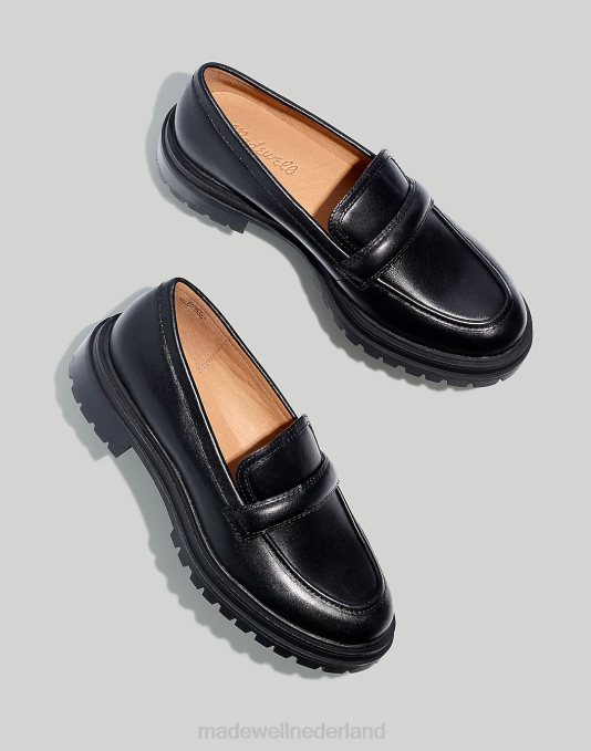 schoenen echt zwart ZVH62668 Madewell de bradley loafer met lugsole van leer vrouwen