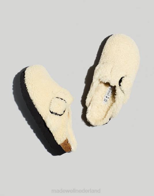 schoenen eierschaal ZVH61266 Madewell Birkenstock shearling Boston klompen met platform met grote gesp vrouwen