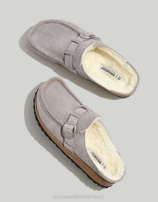 schoenen stenen munt/natuurlijk ZVH62681 Madewell Birkenstock suède klompen met gesp vrouwen