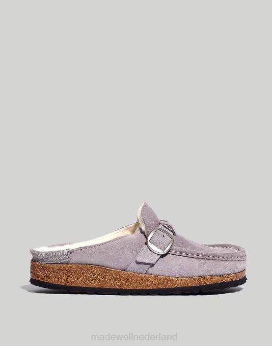 schoenen stenen munt/natuurlijk ZVH62681 Madewell Birkenstock suède klompen met gesp vrouwen
