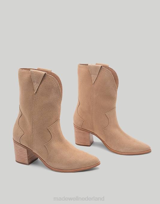 schoenen nootmuskaat ZVH61701 Madewell kaanas porto cowboylaarsje met stiksels vrouwen