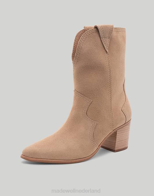 schoenen nootmuskaat ZVH61701 Madewell kaanas porto cowboylaarsje met stiksels vrouwen