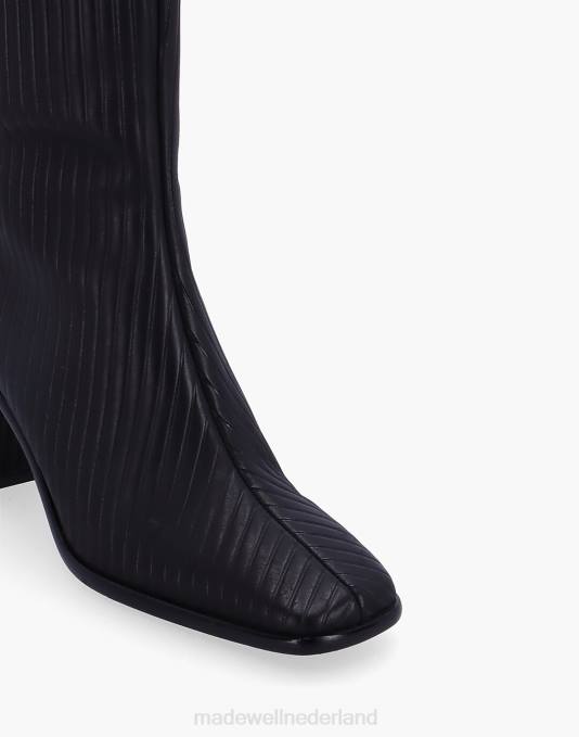 schoenen zwart ZVH61188 Madewell Alohas oostelijk geplooide hoge laarzen vrouwen
