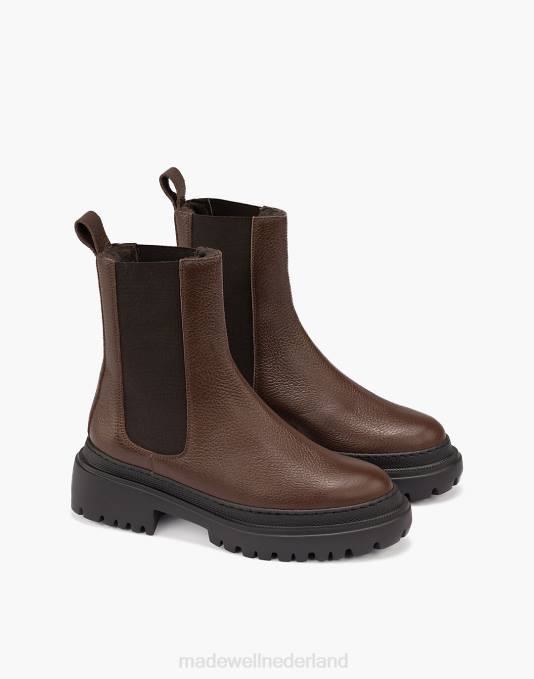 schoenen zwart ZVH61830 Madewell maguire leren cortina chelsea boots met schapenvachtvoering vrouwen