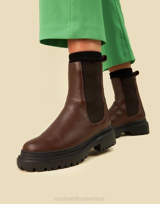 schoenen zwart ZVH61830 Madewell maguire leren cortina chelsea boots met schapenvachtvoering vrouwen