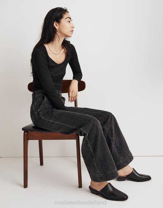 schoenen echt zwart ZVH62677 Madewell de jesse westernmuilezel vrouwen