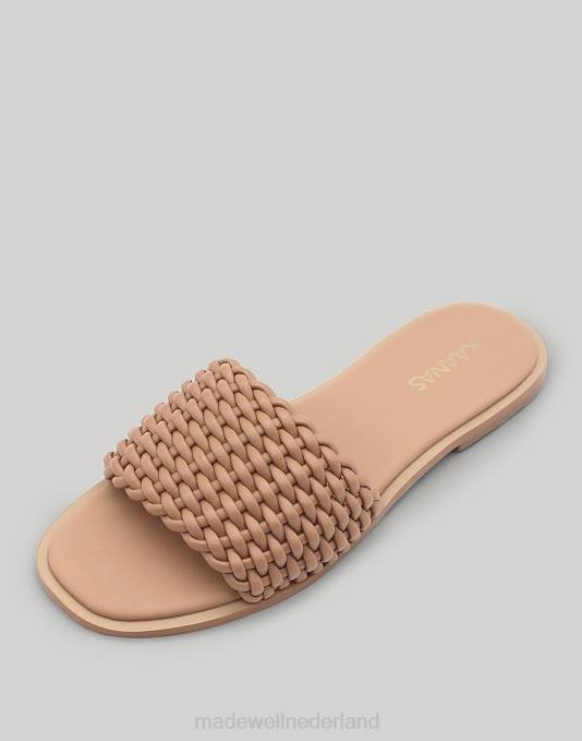 schoenen amandel ZVH61702 Madewell kaanas avellana basketweave glijbaan vrouwen