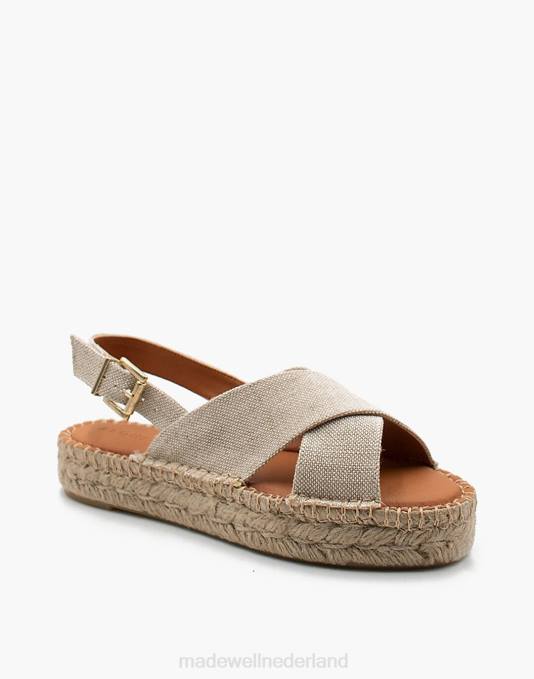 schoenen amandel ZVH62729 Madewell Alohas linnen gekruiste platform tweekleurige espadrille sandalen vrouwen
