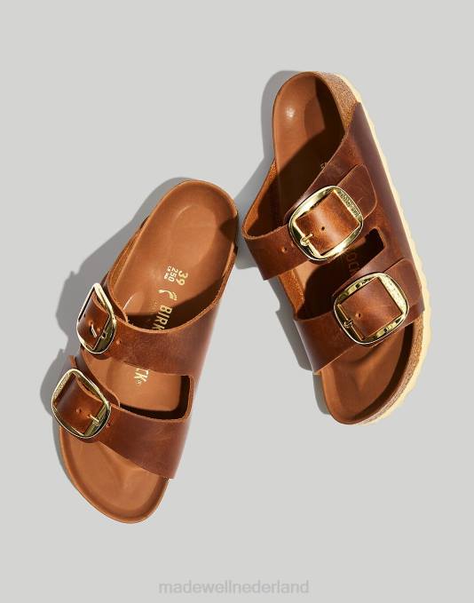 schoenen cognac geolied leer ZVH61262 Madewell Birkenstock Arizona sandalen met grote gesp vrouwen