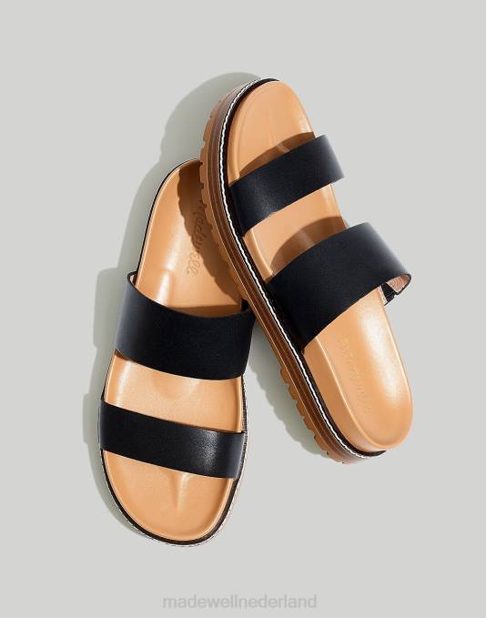 schoenen echt zwart ZVH62755 Madewell de Charley slide-sandaal met dubbele band vrouwen
