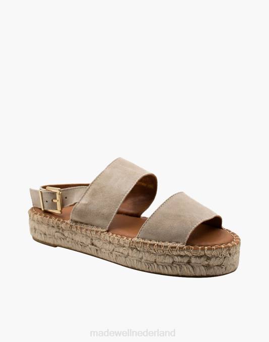 schoenen kameel ZVH62712 Madewell Alohas leren espadrillesandalen met dubbele bandjes vrouwen