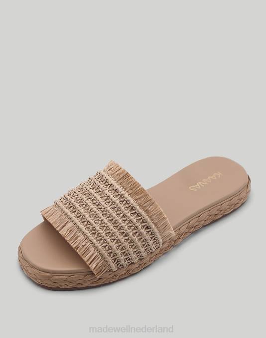 schoenen natuurlijk ZVH61700 Madewell kaanas schelpvormige gerafeld raffia platvorm glijbaan vrouwen