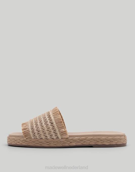 schoenen natuurlijk ZVH61700 Madewell kaanas schelpvormige gerafeld raffia platvorm glijbaan vrouwen