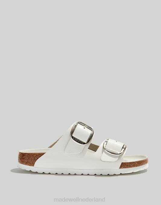 schoenen wit leer ZVH61263 Madewell Birkenstock Arizona sandalen met grote gesp vrouwen